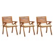 Sillas de comedor jardín con cojines 3 uds madera maciza acacia