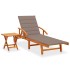 Tumbona de jardín con mesa y cojín madera maciza de