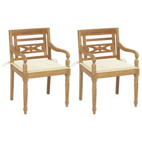 Sillas Batavia 2 uds teca maciza con cojines color