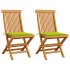 Sillas de jardín 2 uds con cojines verde brillante madera