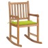Silla mecedora de madera maciza teca con cojín verde