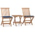 Set comedor de jardín plegable 3 piezas madera de teca