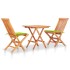 Set de bistró 3 pzs cojines verde brillante madera maciza
