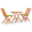 Set de bistró 3 pzs cojines verde brillante madera maciza teca