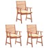 Sillas comedor de jardín 3 uds madera maciza acacia y