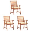 Sillas comedor de jardín 3 uds madera maciza acacia y cojines