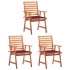 Sillas comedor de jardín 3 uds madera maciza acacia y