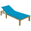 Tumbona con cojín azul madera de pino impregnada