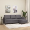 Sofá de 3 plazas con taburete cuero sintético gris 180 cm
