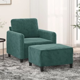 Sillón con taburete terciopelo verde oscuro 60