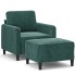 Sillón con taburete terciopelo verde oscuro 60