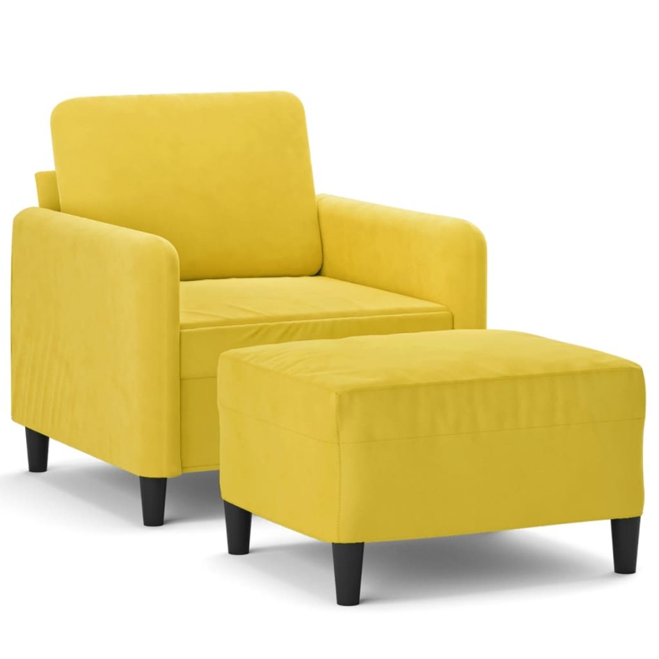 Sillón con taburete terciopelo amarillo 60