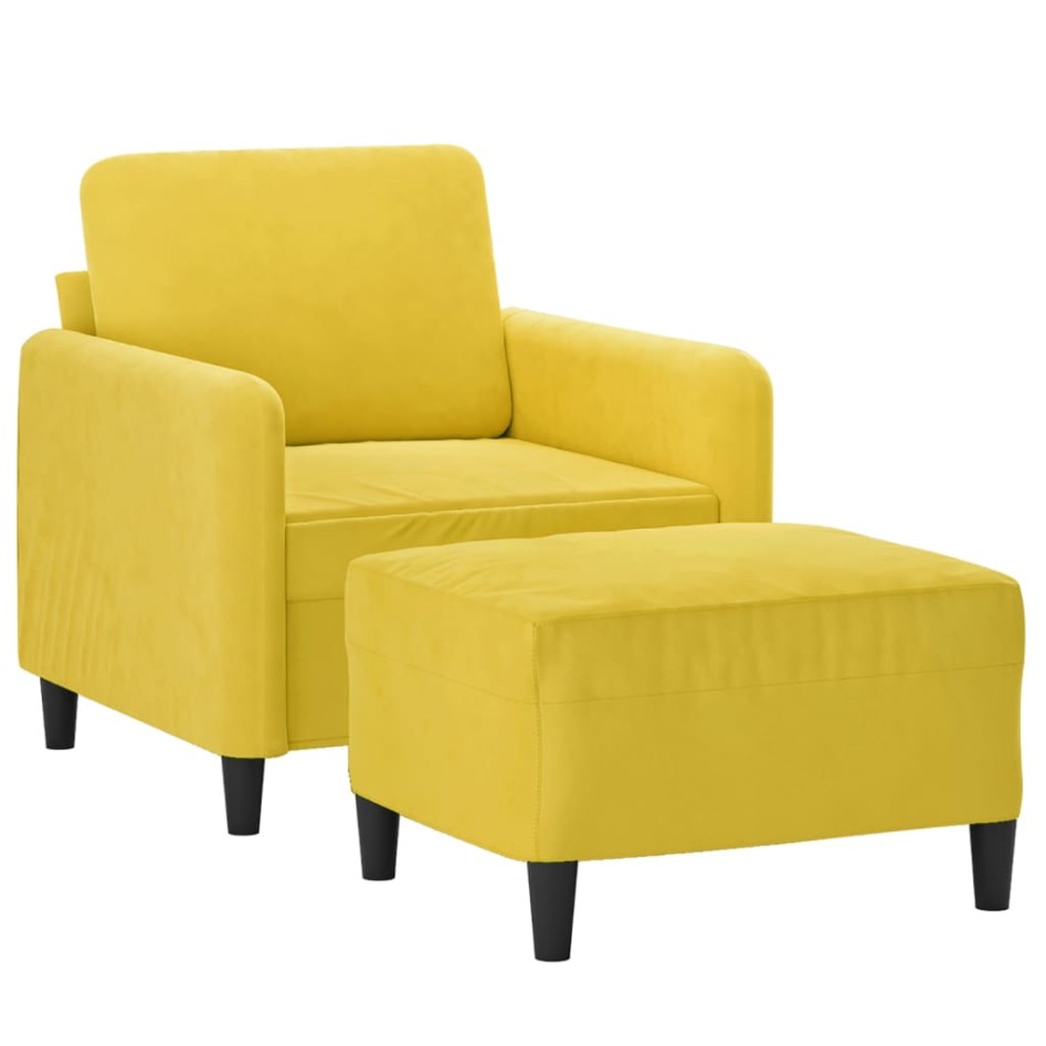 Sillón con taburete terciopelo amarillo 60