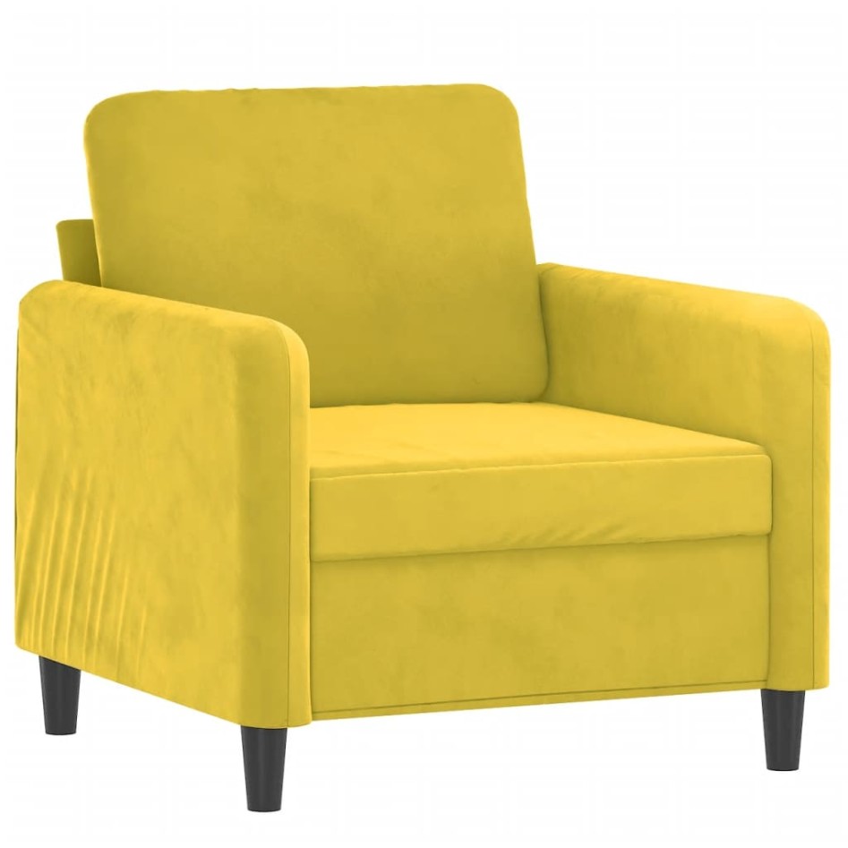 Sillón con taburete terciopelo amarillo 60