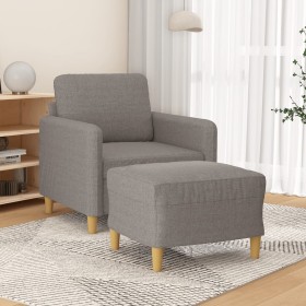 Sillón con taburete tela gris taupe 60