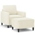 Sillón con taburete terciopelo crema 60