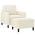 Sillón con taburete terciopelo crema 60