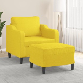 Sillón con taburete tela amarillo claro 60