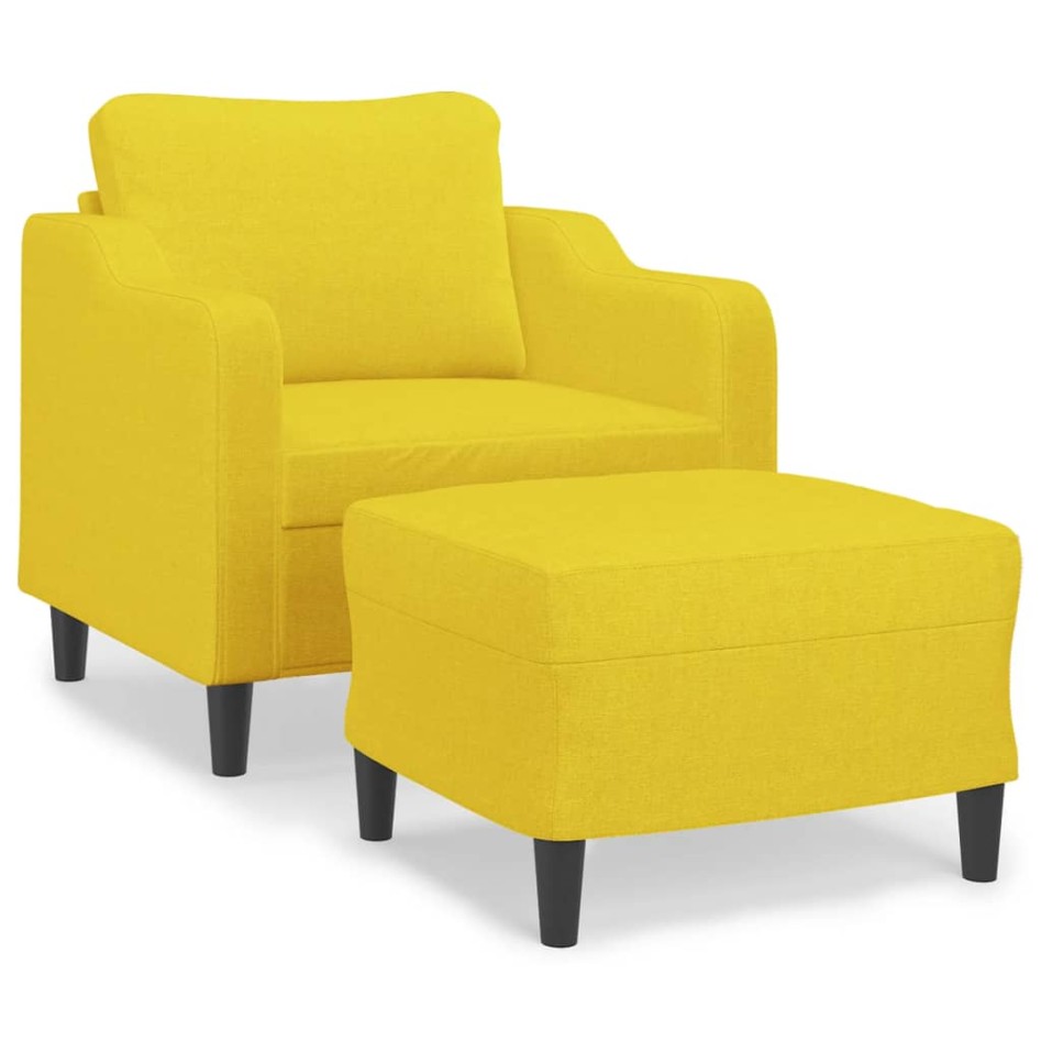 Sillón con taburete tela amarillo claro 60