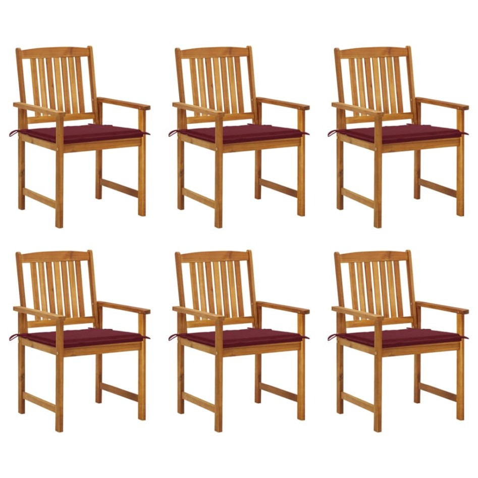 Sillas de jardín y cojines 6 unidades madera maciza de