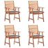 Sillas comedor de jardín y cojines 4 uds madera maciza