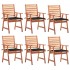 Sillas comedor de jardín y cojines 6 uds madera maciza