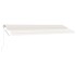 Toldo retráctil manual con luz LED crema 500x350