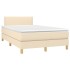 Cama box spring con colchón tela color crema 120x200