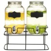 Dispensadores de bebida con soporte 2 unidades vidrio 2 x 4 L