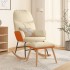 Silla mecedora con reposapiés tela blanco