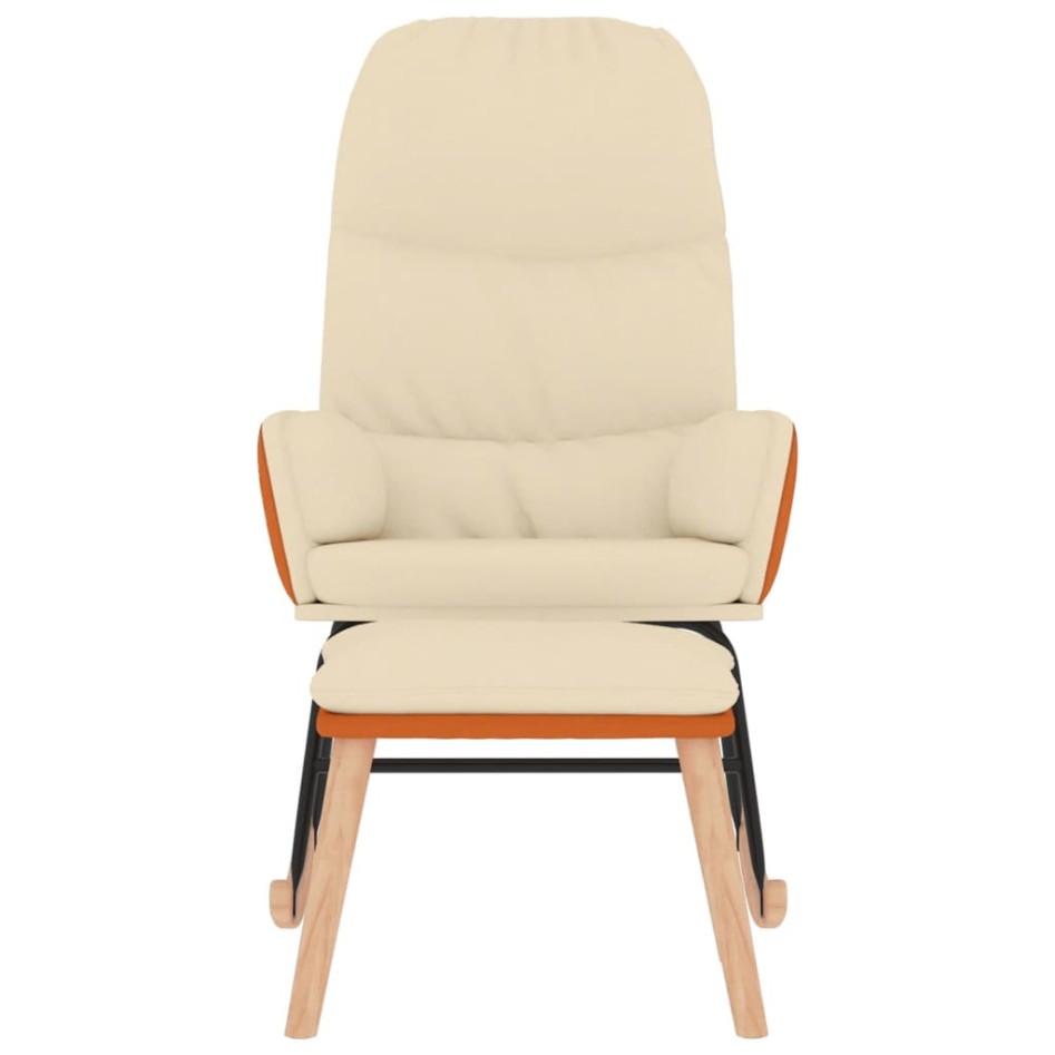 Silla mecedora con reposapiés tela blanco