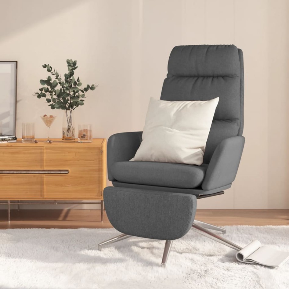 Sillón de relax con reposapiés tela gris