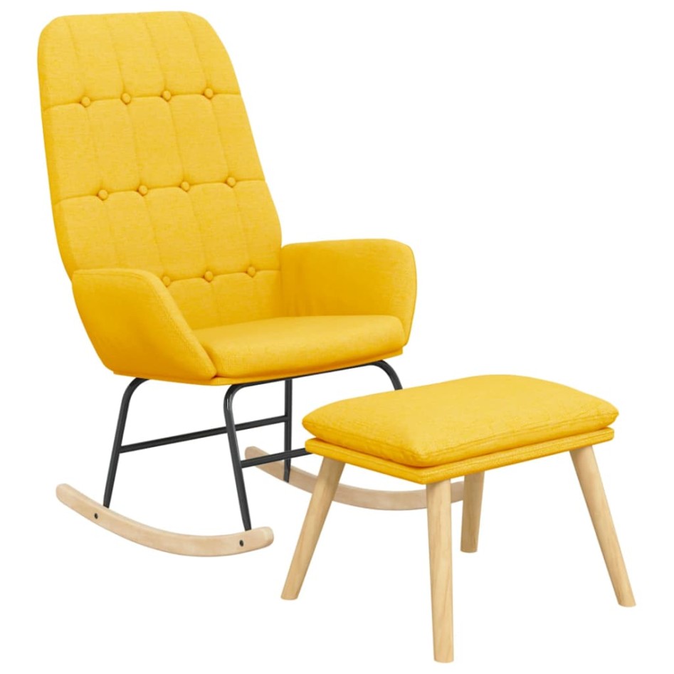 Sillón mecedora con taburete tela amarillo