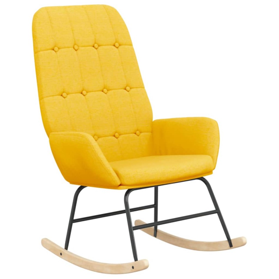 Sillón mecedora con taburete tela amarillo