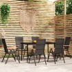 Juego de comedor para jardín 7 piezas negro