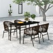 Juego de comedor de jardín 5 piezas con cojines marrón