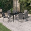 Juego de comedor de jardín 7 piezas con cojines gris y negro