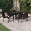 Juego de comedor de jardín 7 piezas marrón y negro