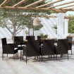 Juego de comedor de jardín 9 piezas negro