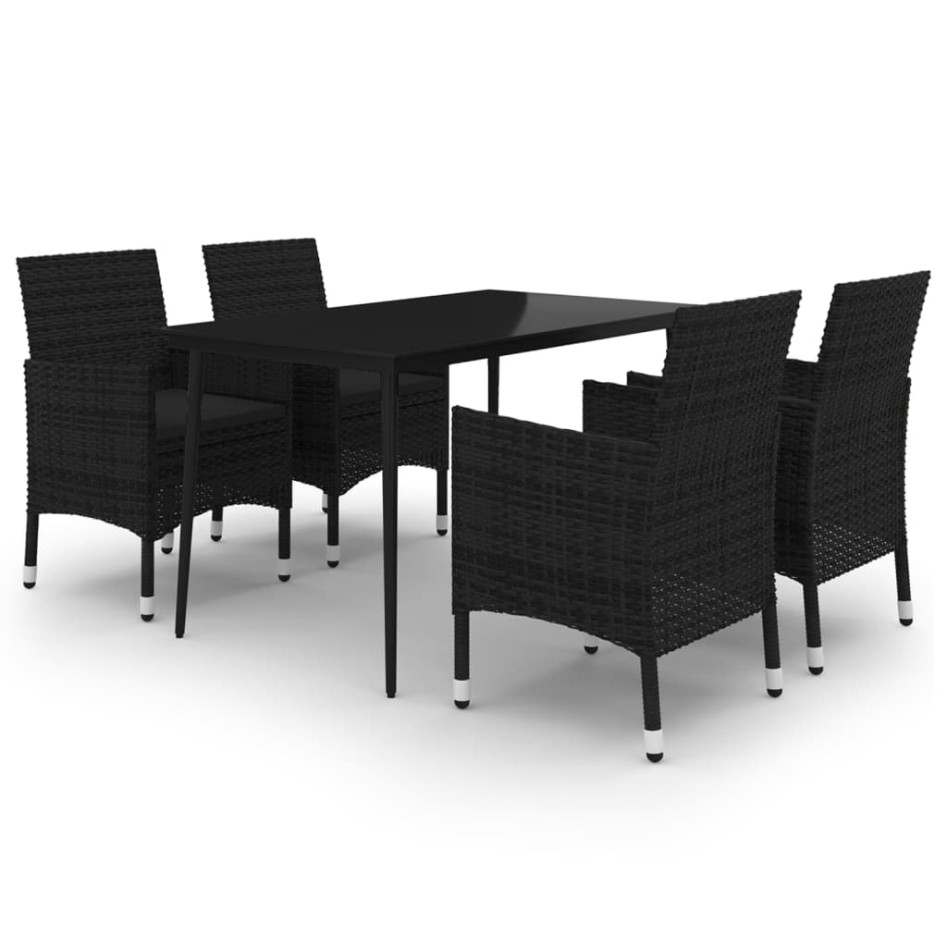 Set comedor de jardín 5 pzas y cojines ratán sintético y