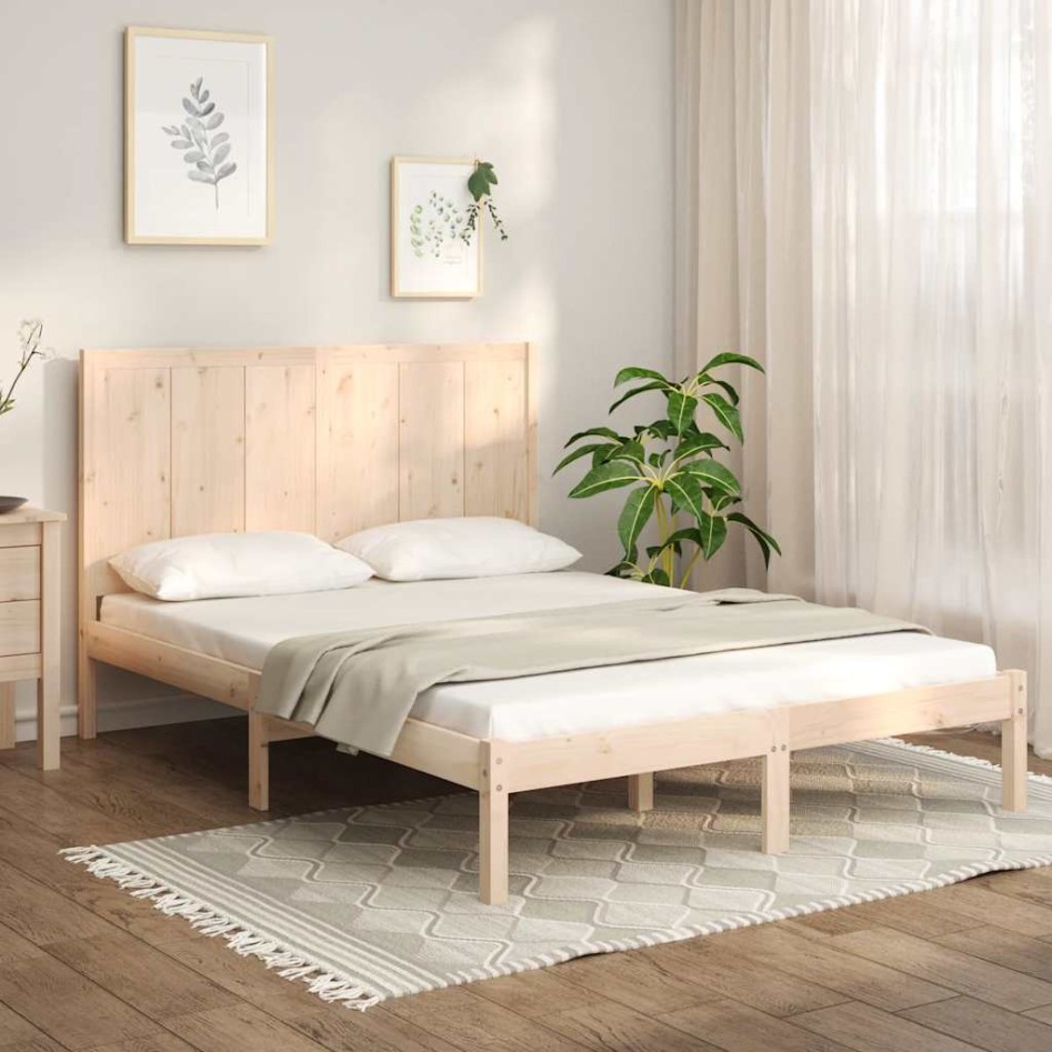 Estructura de cama sin colchón madera de pino blanco 150x200