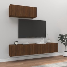 Set de muebles para TV 3 pzas madera contrachapada roble