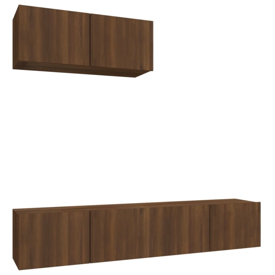 Set de muebles para TV 3 pzas madera contrachapada roble
