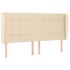 Cabecero con orejas de tela color crema 163x23x118/128