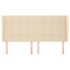 Cabecero con orejas de tela color crema 163x23x118/128