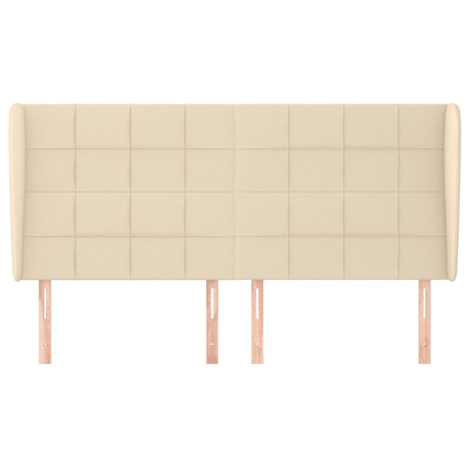 Cabecero con orejas de tela color crema 163x23x118/128