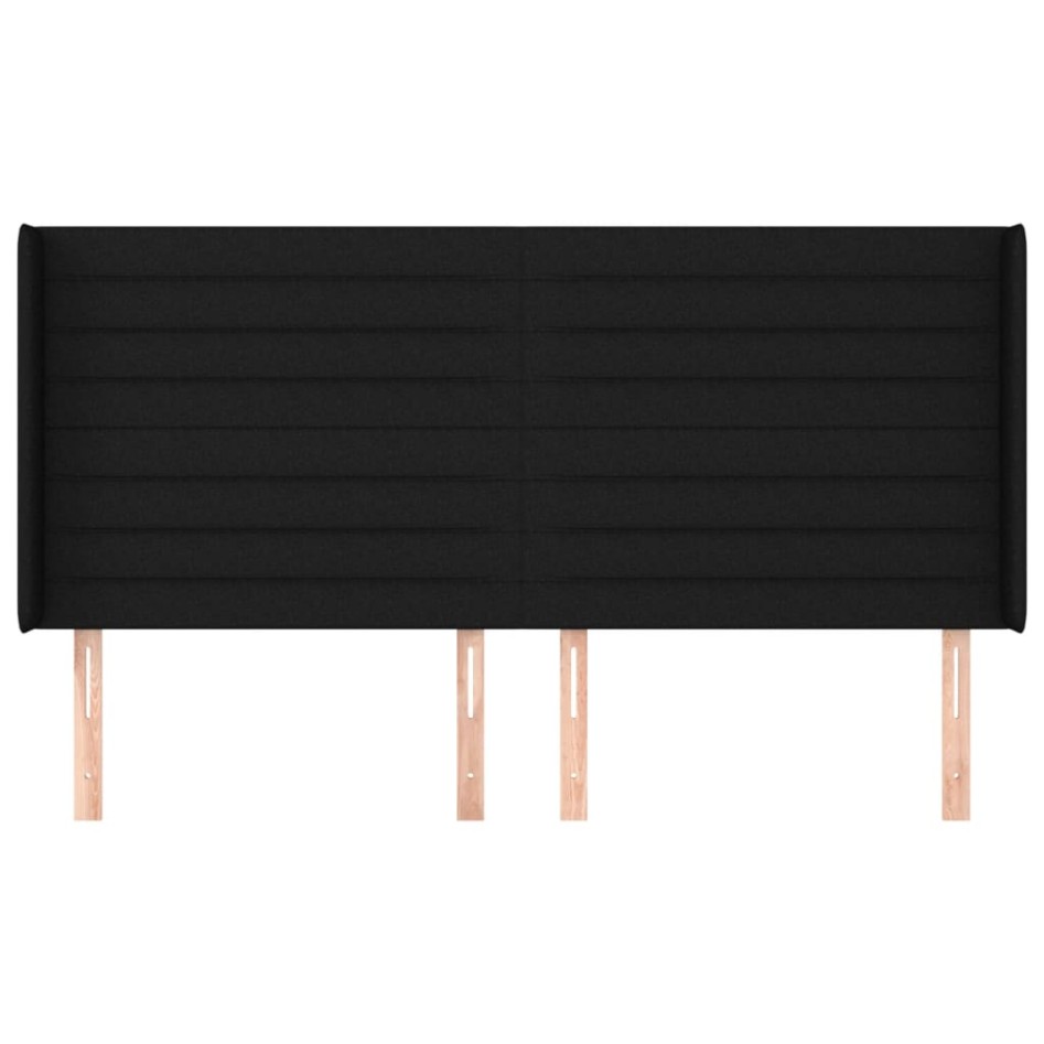 Cabecero con orejas de tela negro 163x16x118/128