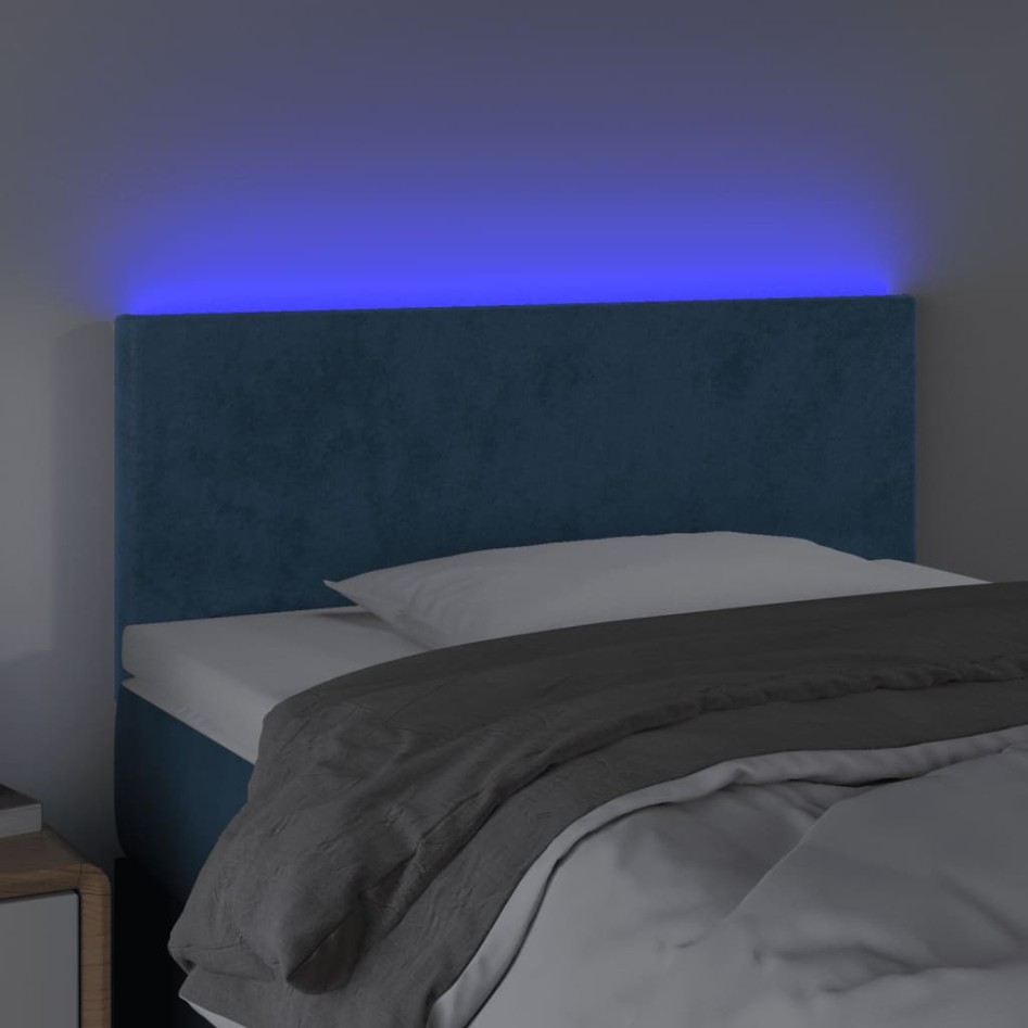 Cabecero con LED de terciopelo azul oscuro 90x5x78/88