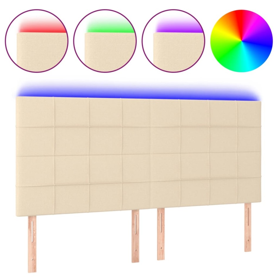 Cabecero con luces LED tela crema 160x5x118/128