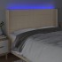Cabecero con LED de tela color crema 203x16x118/128